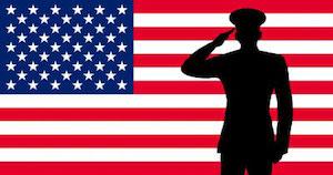 American Soldier Silhouette in Front of American Flag